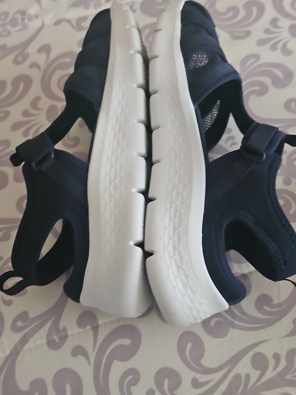 Skechers Go WALK navy Blue Shoes Part Mesh Velcro Close <9> - Picture 9 of 11